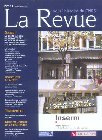 Couverture du livre « Revue pour l'histoire du cnrs - numero 11 - vol11 » de  aux éditions Cnrs