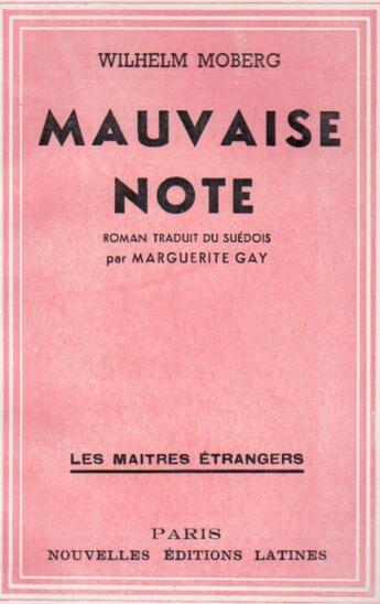 Couverture du livre « Mauvaise note » de Wilhelm Moberg aux éditions Nel