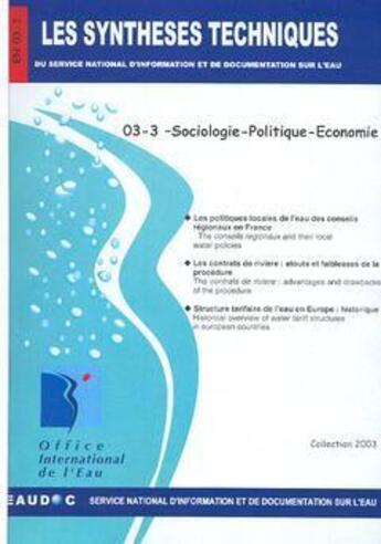 Couverture du livre « Sociologie-politique-économie (les synthèses techniques du service national d'information et de documentation) » de  aux éditions Office International De L'eau