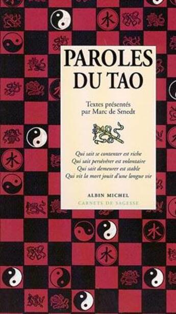 Couverture du livre « Paroles du Tao » de Marc De Smedt aux éditions Albin Michel