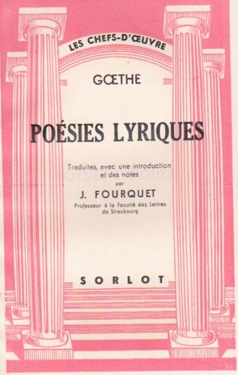 Couverture du livre « Poesies Lyriques » de Johann Wolfgang Von Goethe aux éditions Nel