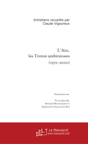 Couverture du livre « L'ain » de Claude Vigoureux aux éditions Le Manuscrit