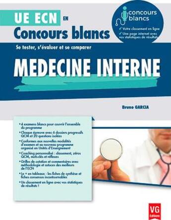 Couverture du livre « Ue ecn concours blancs medecine interne » de Garcia B. aux éditions Vernazobres Grego