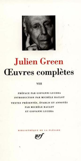 Couverture du livre « Oeuvres complètes Tome 8 » de Julien Green aux éditions Gallimard