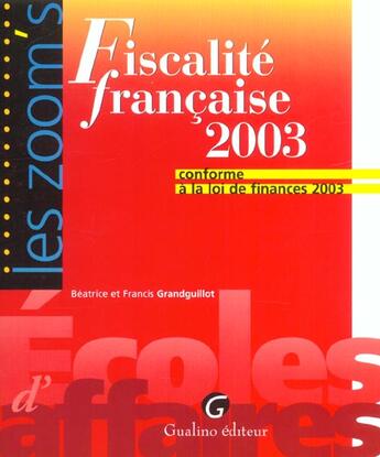 Couverture du livre « Fiscalite francaise 2003 (8e édition) » de Grandguillot/Grandgu aux éditions Gualino