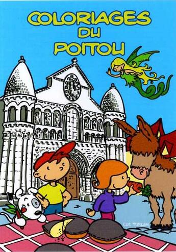 Couverture du livre « Coloriages du poitou (bleu & vert) » de Luc Turlan aux éditions Geste