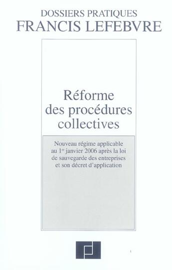 Couverture du livre « Reforme des procedures collectives » de  aux éditions Lefebvre