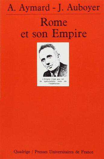 Couverture du livre « Rome et son empire » de Auboyer/Aymard aux éditions Puf