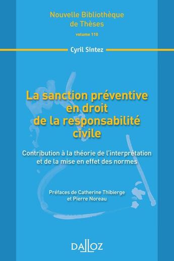 Couverture du livre « La sanction préventive en droit de la responsabilité civile » de Cyril Sintez aux éditions Dalloz