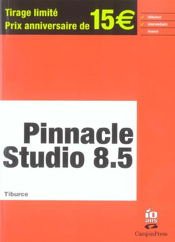 Couverture du livre « Pinnacle Studio 8.5 » de Tiburce aux éditions Campuspress