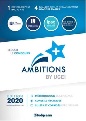 Couverture du livre « Réussir le concours ambitions+ by UGEI (édition 2020) » de  aux éditions Studyrama