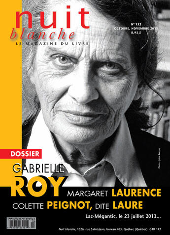 Couverture du livre « Nuit blanche, le magazine du livre. No. 132, Automne 2013 » de Soundouss El Kettani et Pelletier Julie et Laurent Laplante et Suzanne Leclerc et Judy Quinn et Gaetan Belanger et Michel Nareau aux éditions Epagine