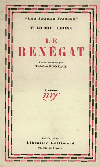 Couverture du livre « Le renegat » de Lidine Wladimir aux éditions Gallimard