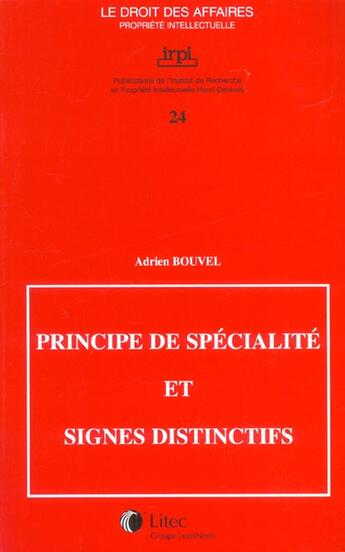 Couverture du livre « Principe de specialite et signes distinctifs » de Bouvel Adrien aux éditions Lexisnexis