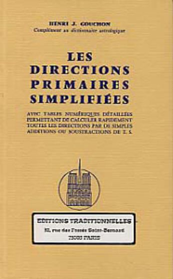 Couverture du livre « Directions Primaires Simplifiees (Les)- Textes Et Tables » de H.J Gouchon aux éditions Traditionnelles