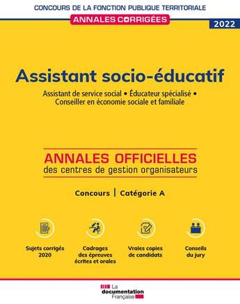 Couverture du livre « Assistant socio-éducatif : concours catégorie B (édition 2021/2022) » de Cig Petite Couronne aux éditions Documentation Francaise