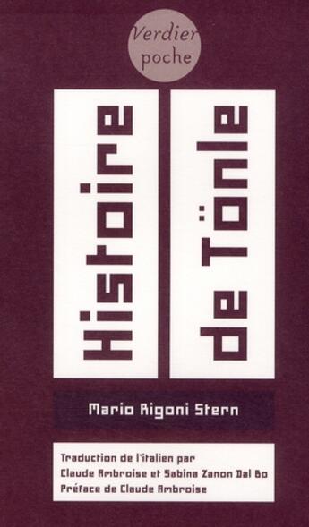 Couverture du livre « Histoire de Tönle » de Mario Rigoni Stern aux éditions Verdier