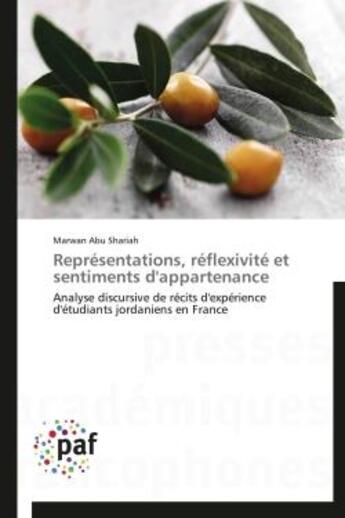 Couverture du livre « Représentations, réflexivite et sentiments d'appartenance » de Shariah Marwan Abu aux éditions Presses Academiques Francophones