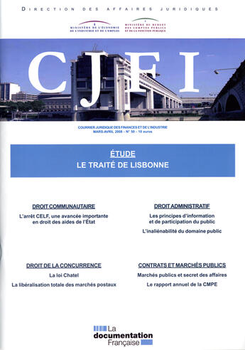 Couverture du livre « Etude : le traite de lisbonne (n 50 mars-avril 2008) » de  aux éditions Documentation Francaise