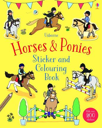 Couverture du livre « Horses & ponies sticker and colouring book » de Fiona Patchett aux éditions Usborne