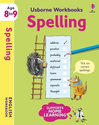 Couverture du livre « Usborne workbooks spelling 8-9 » de Bingham/Brol aux éditions Usborne