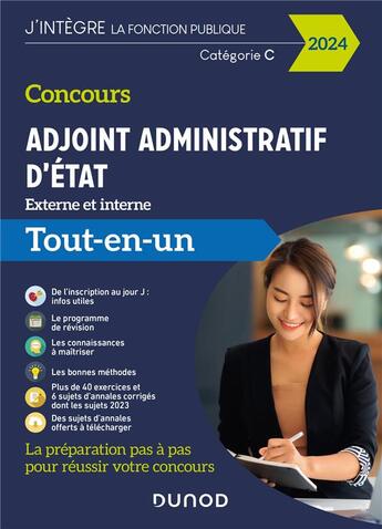 Couverture du livre « Concours adjoint administratif d'etat - 2024 - externe et interne - tout-en-un » de Charmont/Lede aux éditions Dunod