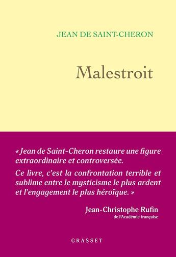 Couverture du livre « Malestroit : Vie et mort d'une résistante mystique » de Jean De Saint-Cheron aux éditions Grasset