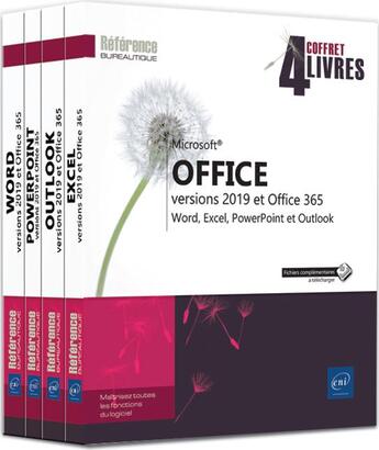 Couverture du livre « Microsoft Office (versions 2019 et Office 365) ; coffret de 4 livres : Word, Excel, PowerPoint et Outlook » de  aux éditions Eni