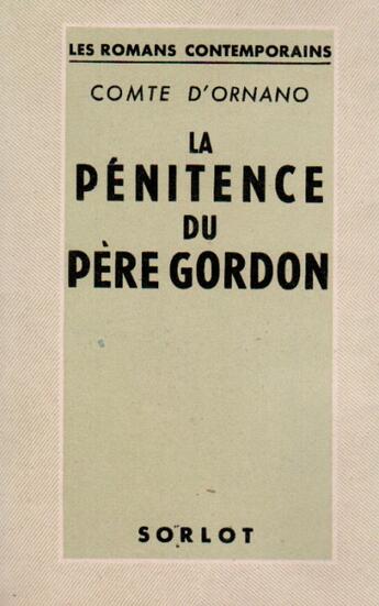 Couverture du livre « La pénitence du père Gordon » de Comte D'Ornano aux éditions Nel