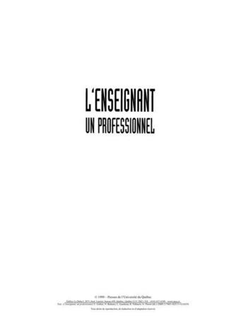 Couverture du livre « L'enseignant ; un professionnel » de Nadine Bednarz aux éditions Presses De L'universite Du Quebec