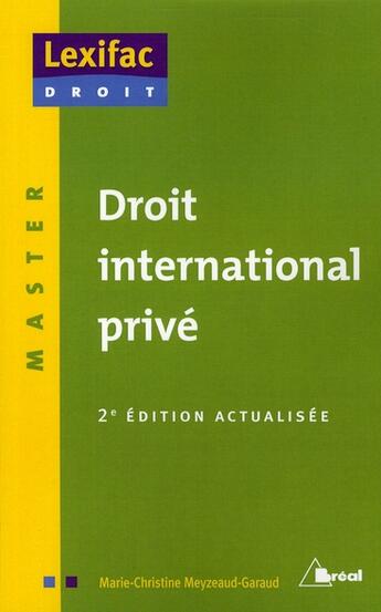 Couverture du livre « Droit international privé » de Marie-Christine Meyzeaud-Garaud aux éditions Breal