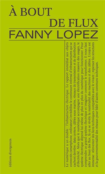 Couverture du livre « À bout de flux » de Fanny Lopez aux éditions Divergences