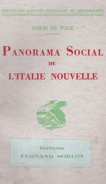 Couverture du livre « Panorama social de l'Italie nouvelle » de Louis De Pace aux éditions Nel