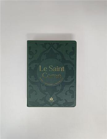 Couverture du livre « Saint coran phonetique (13 x 17 cm) - (ar-fr-ph) - couverture daim vert fonce » de Revelation aux éditions Albouraq