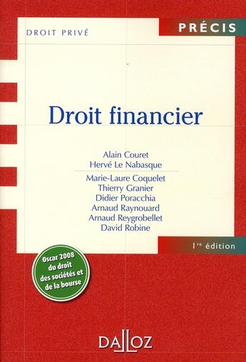 Couverture du livre « Droit financier » de Coquelet et Granier et Couret aux éditions Dalloz