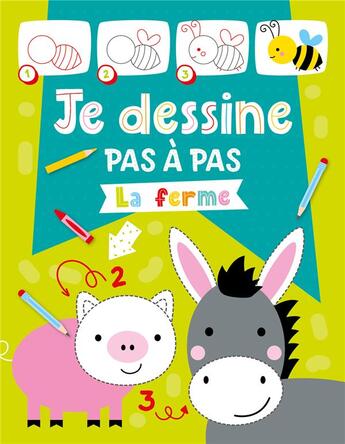 Couverture du livre « Je dessine pas à pas : la ferme » de Atelier Cloro aux éditions 1 2 3 Soleil