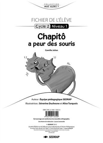 Couverture du livre « Chapito a peur des souris - fichier gs » de  aux éditions Sedrap