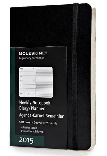 Couverture du livre « Agenda semainier-carnet 2015 poche noir couverture souple » de Moleskine aux éditions Moleskine Papet