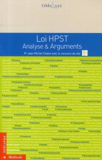 Couverture du livre « Loi HPST, analyse et arguments » de Chabot Jm aux éditions Wolters Kluwer