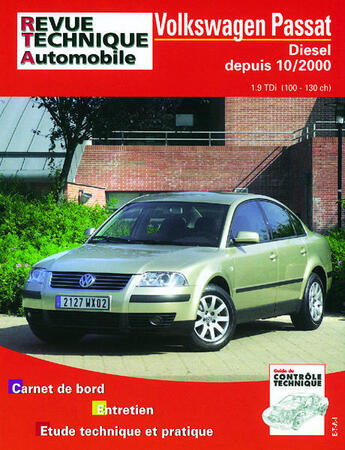 Couverture du livre « Rta 665.1 vw passat 1.9 tdi (100 & 130 ch)-->10/00 » de Etai aux éditions Etai