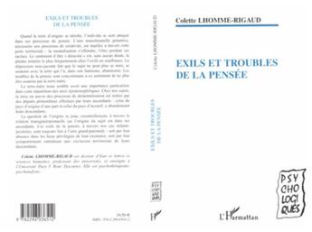 Couverture du livre « Exils et troubles de la pensée » de Colette Lhomme-Rigaud aux éditions L'harmattan