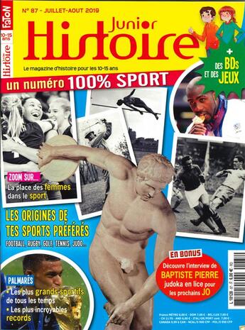 Couverture du livre « Histoire junior n 87 le sport a travers les ages - juillet/aout 2019 » de  aux éditions Histoire Junior