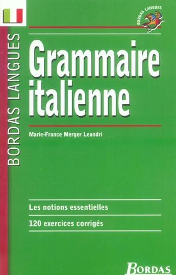 Couverture du livre « Grammaire italienne (édition 2002) » de Marie-France Merger Leandri aux éditions Bordas