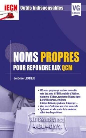 Couverture du livre « IECN OUTILS INDISPENSABLES NOMS PROPRES » de J. Liotier aux éditions Vernazobres Grego