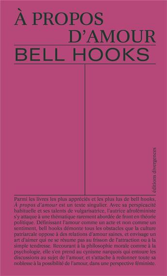 Couverture du livre « À propos d'amour » de Bell Hooks aux éditions Divergences