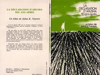 Couverture du livre « Tanzanie, la déclaration d'Arusha dix ans après » de Julius Nyerere aux éditions L'harmattan