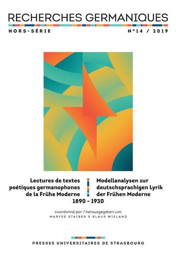 Couverture du livre « Recherches germaniques hors-serie n 14/2019 - lectures de textes poetiques de - lectures de textes » de Staiber Wieland (Dir aux éditions Pu De Strasbourg