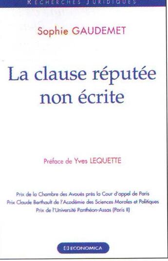 Couverture du livre « La clause réputée non écrite » de Sophie Gaudemet aux éditions Economica
