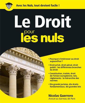 Couverture du livre « Le droit pour les nuls » de Nicolas Guerrero aux éditions First