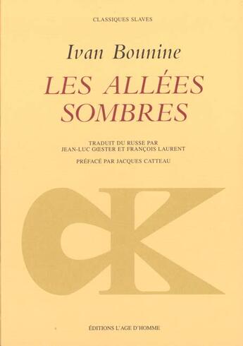 Couverture du livre « Allees sombres (les) » de Bounine Ivan A. aux éditions L'age D'homme